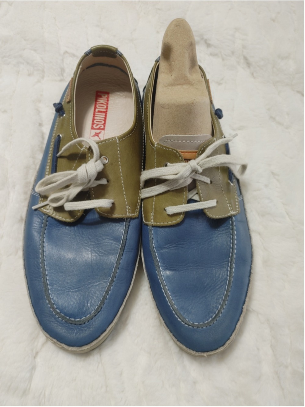 Men's Pikolinos Jucar M4E-1035BFC1 Leather Boat Shoes Blue and Olive 43 (9-9.5)